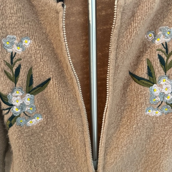 Anthropologie Maeve Varsity Bomber Jacket w/ Embroidery Zip Up Pockets sz Medium - Picture 8 of 14
